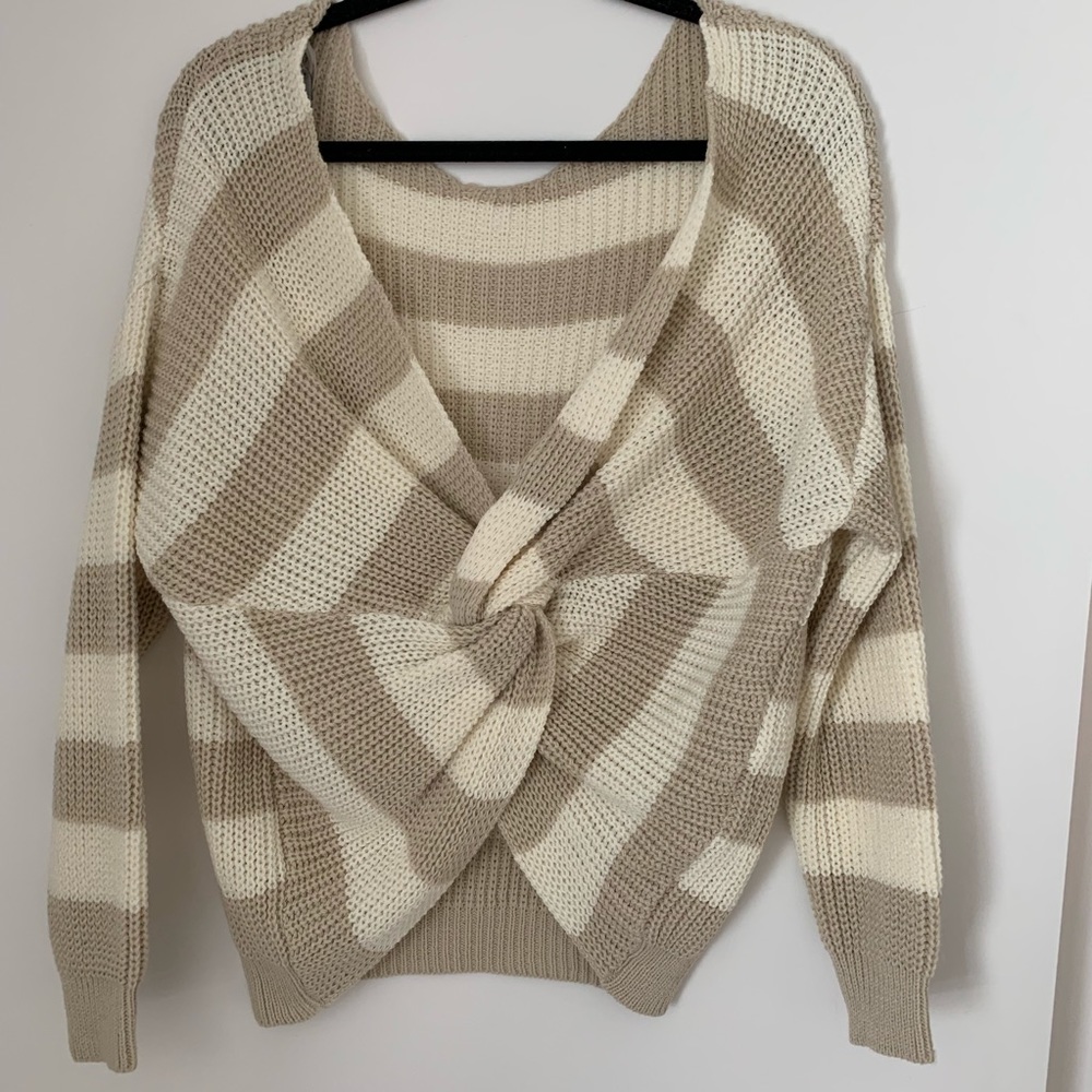 Nude & Cream Twist Back Sweater